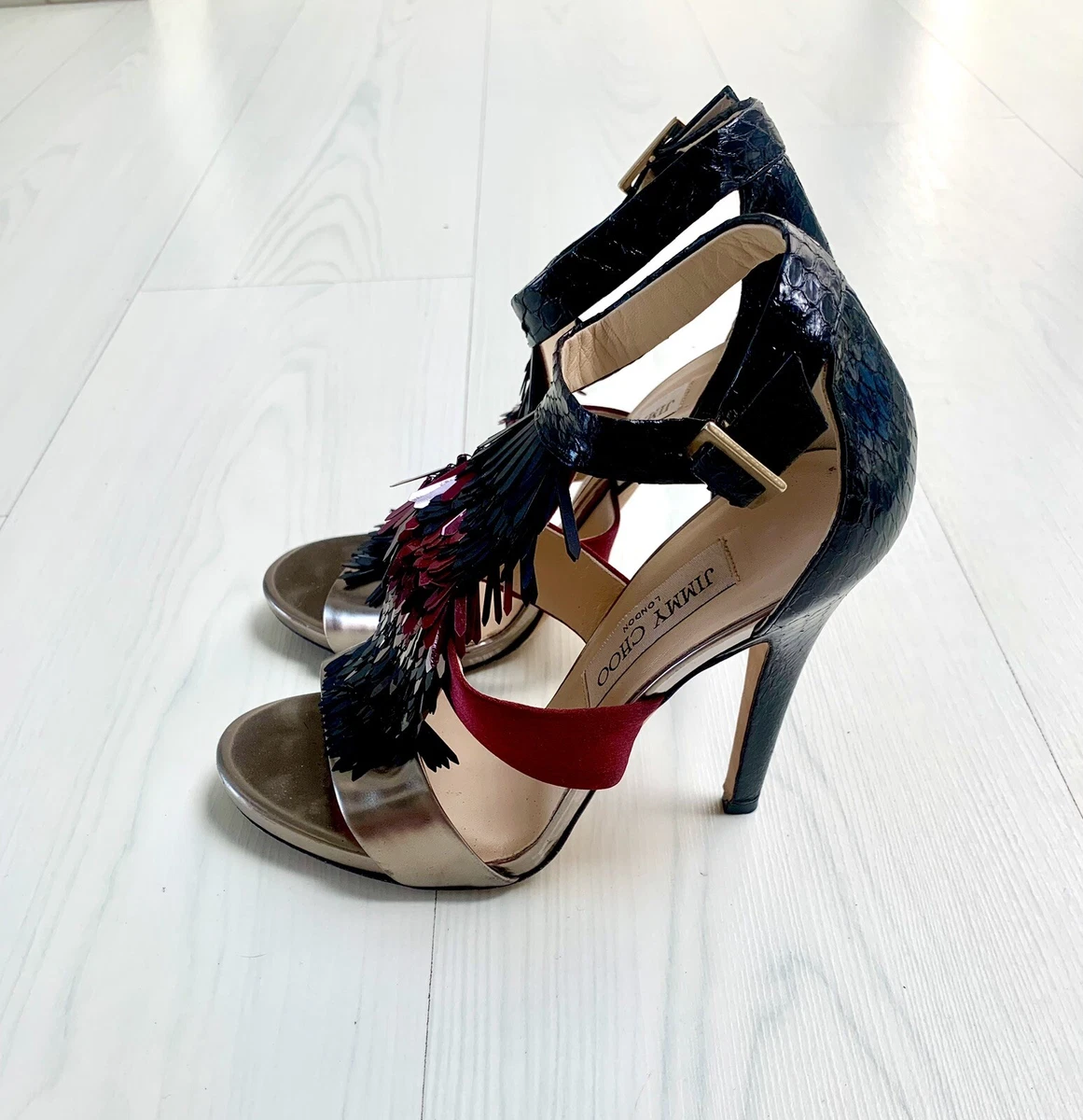 Sandali Donna In Pelle Jimmy Choo Numero 36 5 Colore Nero Oro Con