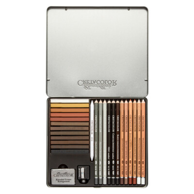 Cretacolor CREATIVE Zeichenset - Künstler Bleistift anthrazit, Pastell, Graphit 400 31