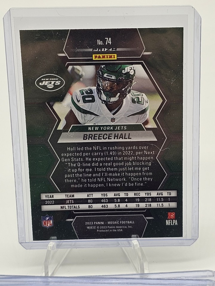 2023 Panini Mosaic Breece Hall 74 New York Jets Silver Prizm Free