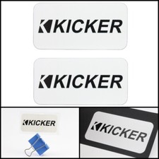 2pcs Kicker logo badge Sticker Decal waterproof 77mm 3" X 38mm 1.5" white