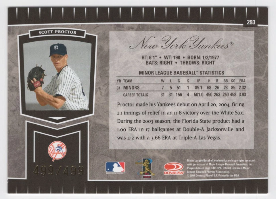 2004 LEAF CERTIFIED CUTS SCOTT PROCTOR /599 - Image 2 of 2