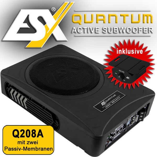 ESX Quantum Q208A 20Cm Untersitz Aktiv Subwoofer 300 Watt Bass Bassbox Q208A-image