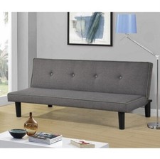 Divano reclinabile in letto 166x87 cm lino grigio sofa 3 posti salotto ufficio