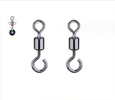 100/PCS Open Eye Hook Rolling Swivels Brass Fishing Line Leader Connector 5-12#