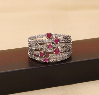 Stunning CZ Multiband Wedding Ring For Women in Silver Tone - 7 Row Design