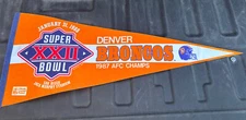 Vintage Denver Broncos 1987 AFC Champions Super Bowl XXII 22 NFL Pennant