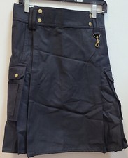 Highland Redstone MEN'S UTILITY Kilt BLACK 30 - Scottish Designer - Pleated