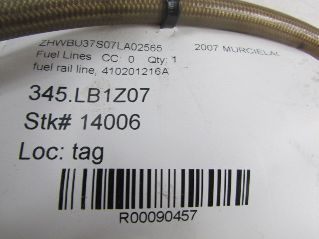 Lamborghini Murcielago, Fuel Rail Line, Used, P/N 410201216A
