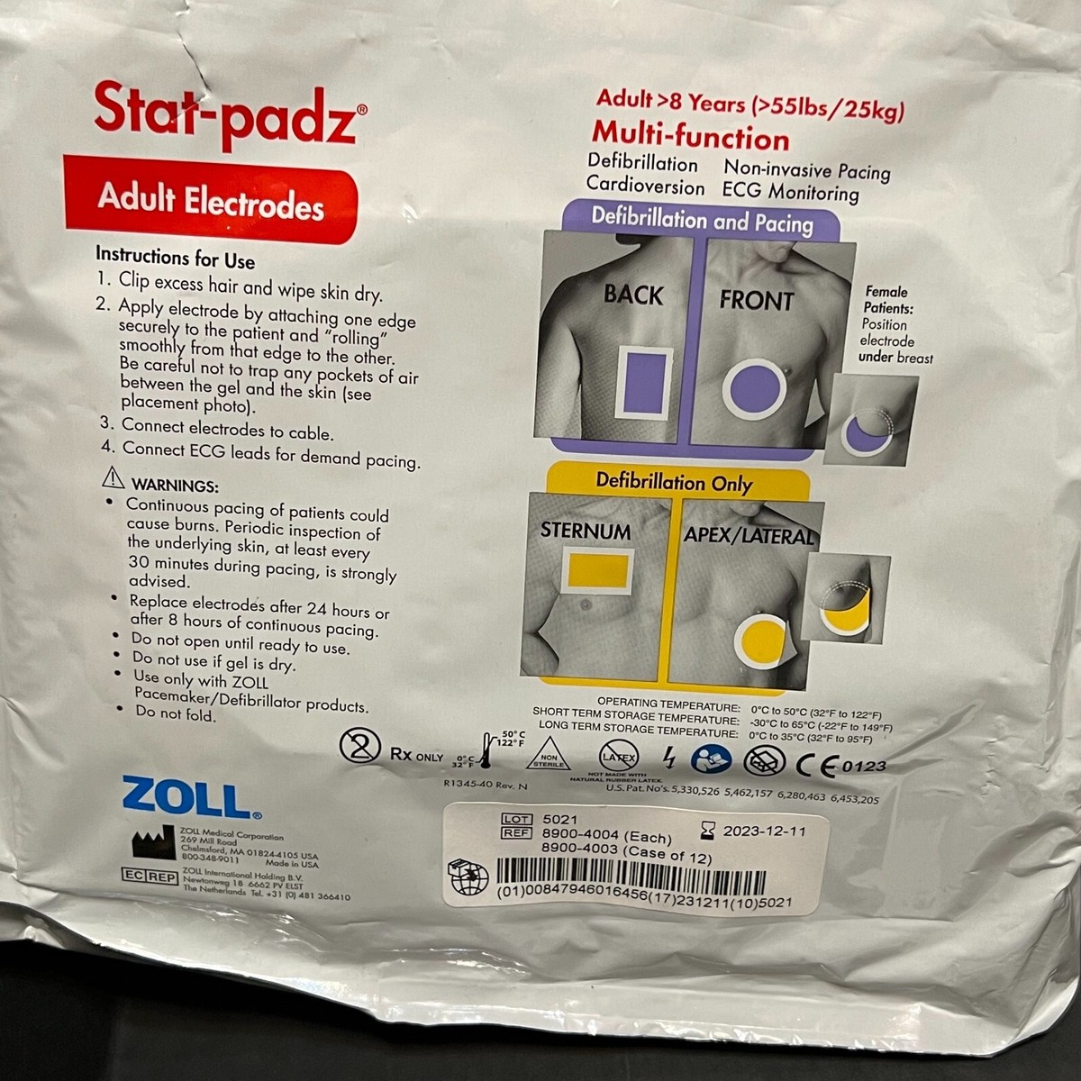 Adult Multifunctional Electrode Stat-Padz 8900-4004-15 8900-4003