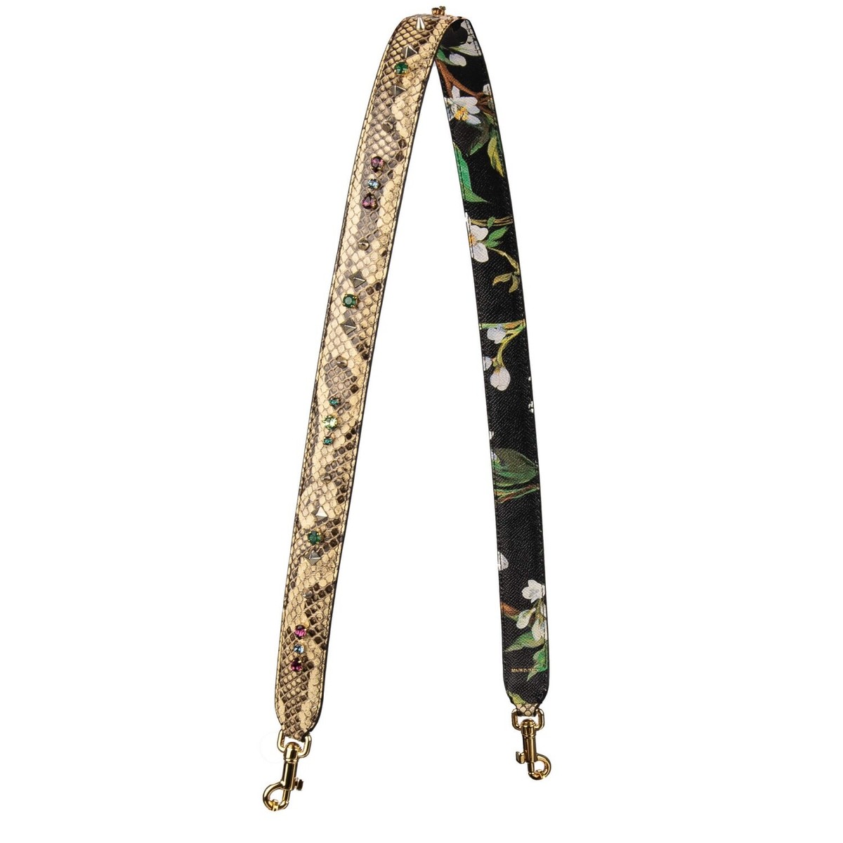 DOLCE GABBANA Kristall Nieten Blumen Leder Schulterriemen Strap