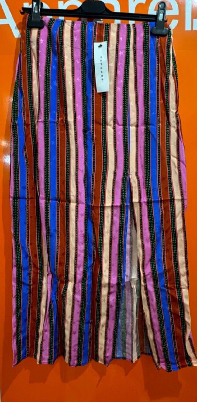 Topshop multicolour stripe midi skirt with split size 10 BNWT £40 B120-image