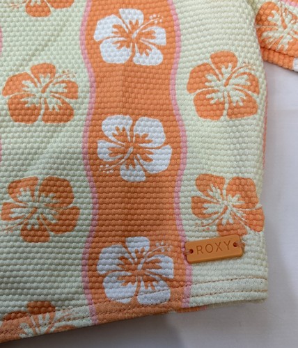 Roxy Girls Wavy Flower L/S Crop Rash Guard Orange Floral ERGWRO3353 Sz 12/Large - Picture 6 of 7