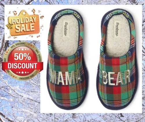 Dearfoams Family MAMA SIZE M 7-8 Bear Matching Comfort Slippers, Adult NEW - Picture 1 of 18