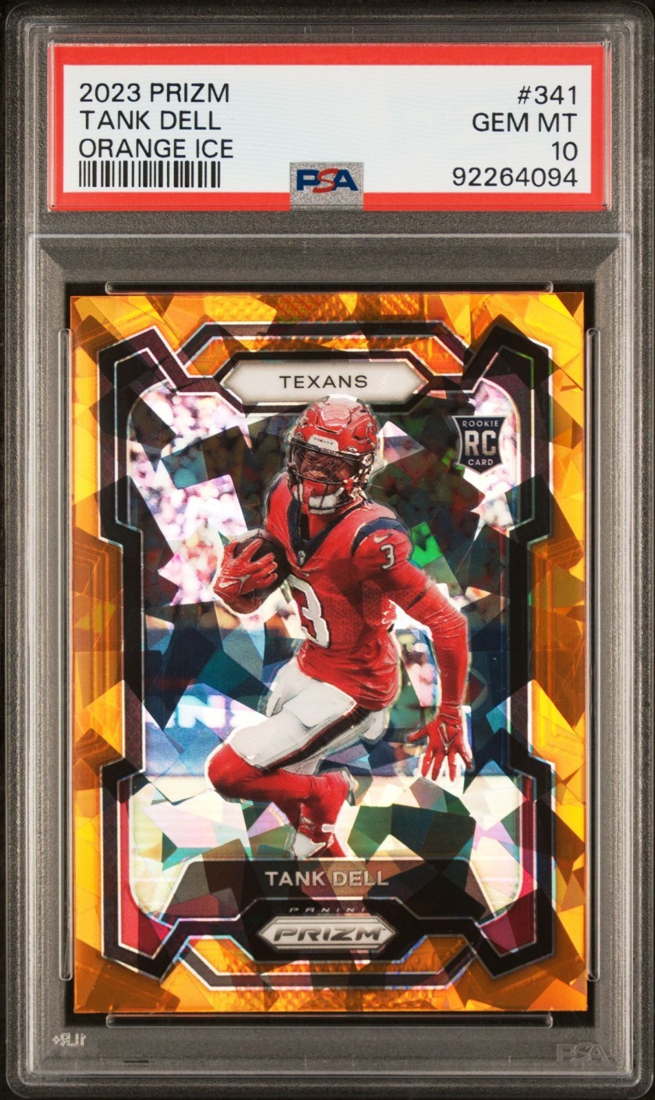 2023 Panini Prizm Tank Dell Orange Ice Prizm RC #341 PSA 10 Gem Mint Texans SP