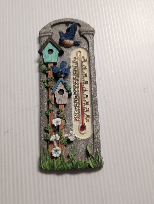 birds with Flowers & birdhouses Wall Thermometer 