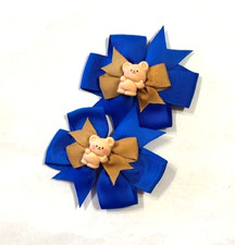 Beautiful Brown Bears inspired set of pigtail hair bows for girls.