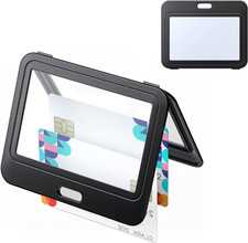 ID Badge Holder with Double-Sided Windows Horizontal Hard Plastic Case Black Car