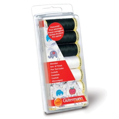 Gutermann SewAll Thread Set Black White 7x100m Sewing Machine Quilting Craft
