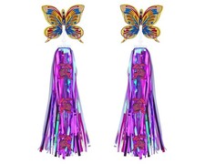 Rabbit Egg Cartoon Multi-Color Bicycle Handlebar Streamers w/Butterfly Topper.