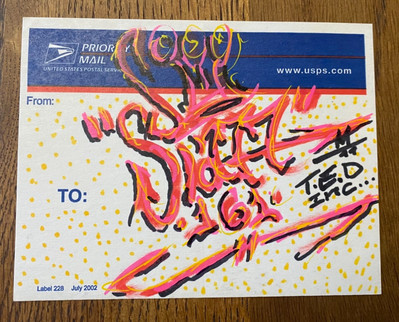 Staff 161 TED Inc signiert handgezeichnet USPS blau Top Aufkleber Urban Graffiti Street