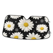 Sun Shade for Car Windshield Daisy Flower Floral Polka Dot Foldable Pattern 2