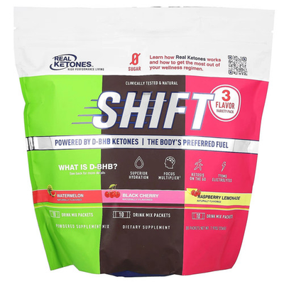 #ad Real Ketone Shift Variety Pack 30 Packets black cherry raspberry lemonade waterm $27.95