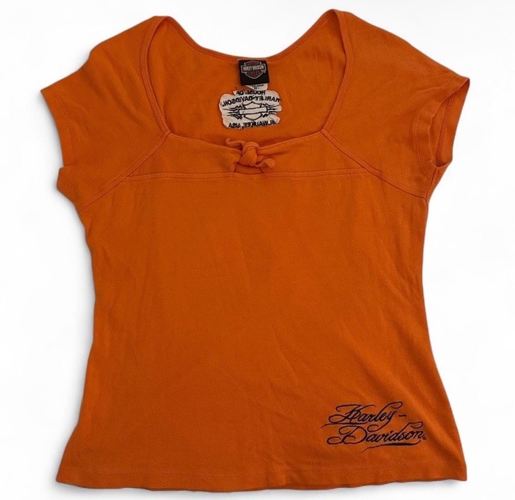 Harley-Davidson Women's Short Sleeve T-Shirt Black/Orange, Size XL