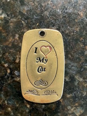 Solid Brass Keychain''I love my cat'' Keychain Cute & perfect 4 Cat Lovers  c.1979