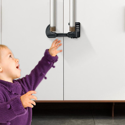 4 PACK Cabinet Locks Baby Proofing Child Proof Lock Combination Sliding Door