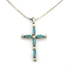 Navajo Cross Necklace Sterling Silver Blue Turquoise Vintage Handmade