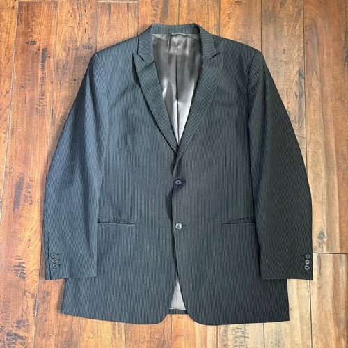 John Varvatos, John Varvatos Blazer Mens 44R EU 54 Black Pinstripe Wool Made in Italy Vintage