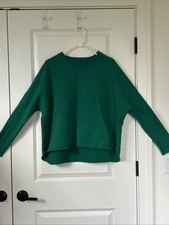 FRANK EILEEN size M Long Sleeve Capelet Boxy Fleece Sweatshirt Green