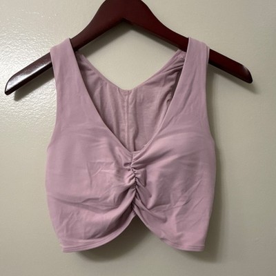 LULULEMON Ruched Nulu Longline Yoga Bra In Pink Peony Size 8 Retail $58