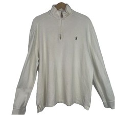 Polo Ralph Lauren Estate Ribbed Cotton Pullover 1/4 Zip Large Beige Old Money
