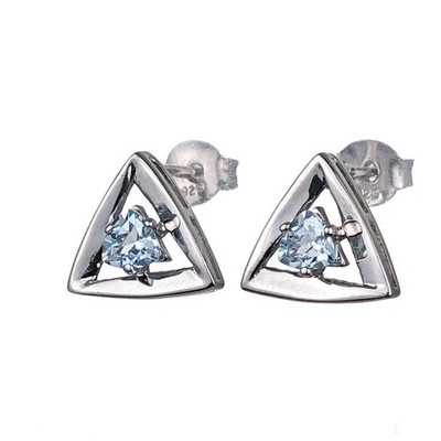 Sterling Silber blaue Ohrringe Dreieck Ohrstecker Trillion behandelter Topas Edelsteine
