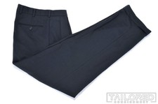 BROOKS BROTHERS Madison Solid Blue 100 Wool Mens Pleated Pants Trousers - 35