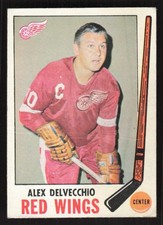 1969 TOPPS ALEX DELVECCHIO 64 FAIR HOCKEY DETROIT RED WINGS
