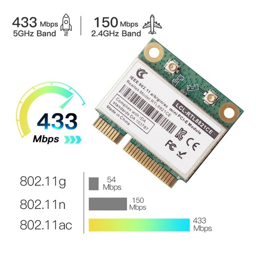 RTL8821CE 802.11AC für Bluetooth 4.2 433Mbps 2.4Ghz/5Ghz Dual Band PCIe Wi8097 - Afbeelding 3 van 6