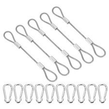5 Inch Safety Cable Lock, 5 Pcs 304 Stainless Steel Security Wire Rope Clear