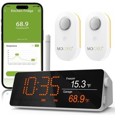 WiFi Remote Thermometer 1/3 Mile IP66 Waterproof App Email Alert 2 Sensors