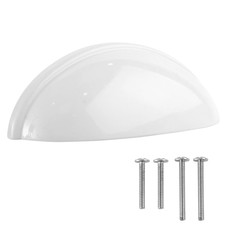 10 Pack 3 Inch Hole Drawer Pulls, White Cup Pulls, Cabinet Handles, Kitchen