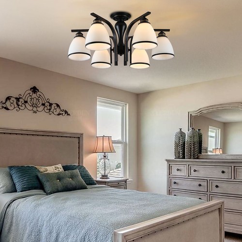 Modern 6 Lights Ceiling Light E26 Chandelier Lamp Fixture Dining Room Bedroom US