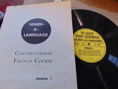French Learn-a-Language - St. Louis Post-Dispatch (1955) 10'' 33rpm w manual, EX
