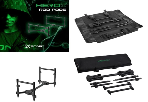 Sonik Hero  X Rod Pod 2 Rod Comes with padded fold-out storage case