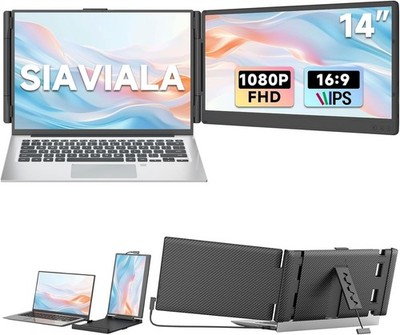 Laptop Screen Extender, 14  FHD 1080P IPS Dual Laptop Monitor Extender, Portable