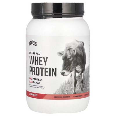 2 X Levels, Grass Fed Whey Protein Powder, Strawberry, 2 lb (907 g)