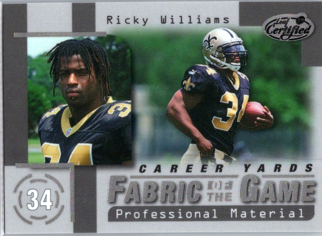 Ricky Williams Leaf Certified Fabric of the Game #FG71 Base