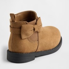 NEW GAP Vegan Suede Ankle Boots with Bow Girls Size 7 Cognac NWT Retail: 49.95