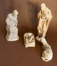 Alte Weihnachtskrippe Maria Josef Jesus Figur Holz Natur Sammlerstück Dekoration