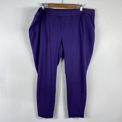 Catherines Active Leggings 3X 26 28 Purple Pull On Stretch Cotton Blend